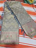 Soft Pattu Saree Gray Colour With Silver Border