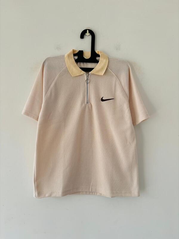 Almond mist Half-zip polo Tee