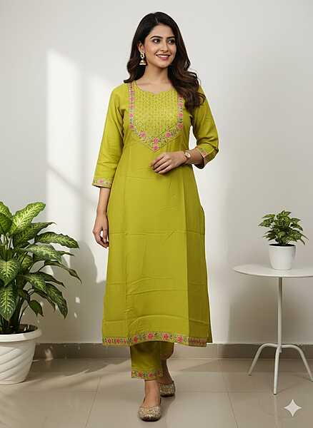 Rayon kurti Mehandhi green