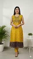 Tissue Silk Kurti Yellow