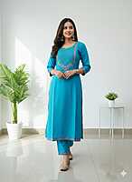 Rayon Kurti Sky blue