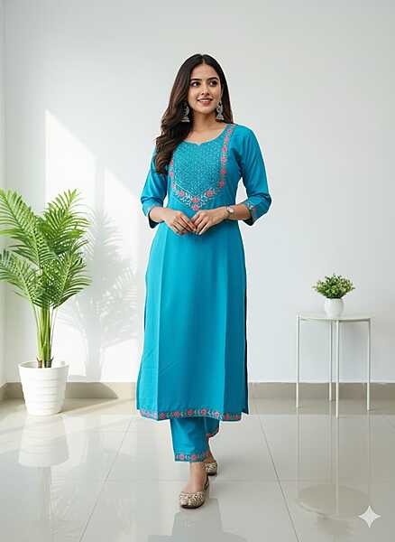 Rayon Kurti Sky blue