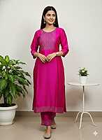 Satin Kurti Rose