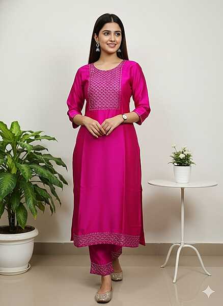 Satin Kurti Rose