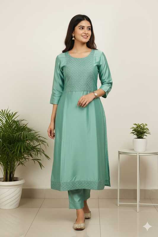 Satin Kurti Light Green