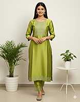 Satin Kurti Green