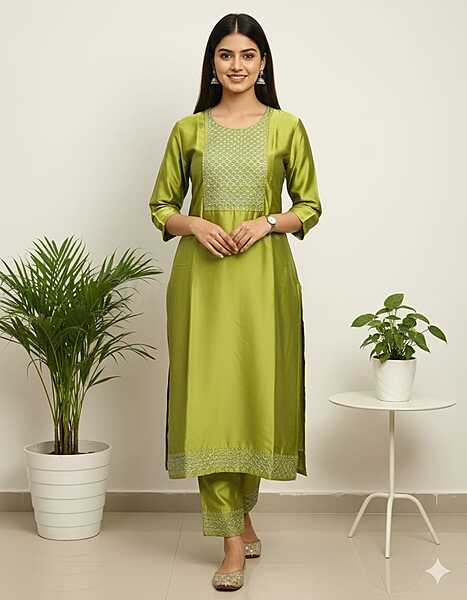 Satin Kurti Green