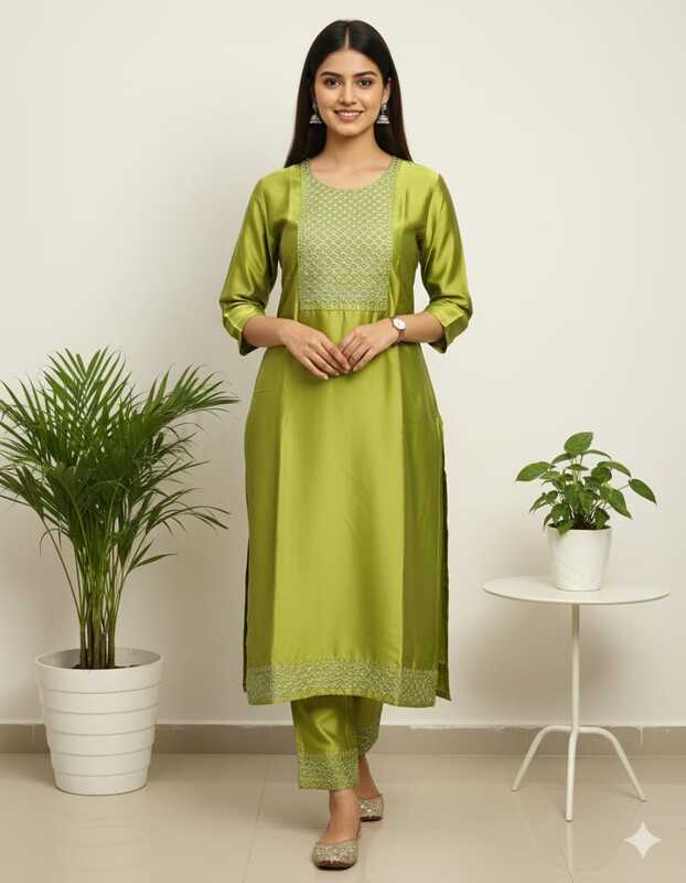 Satin Kurti Green