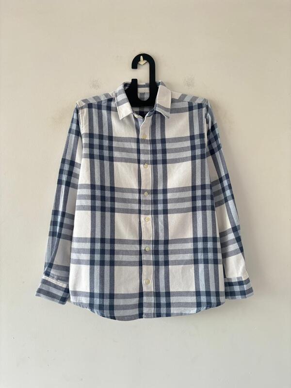 Slate blue & white flannels