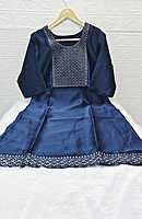 Satin Kurti Navy Blue