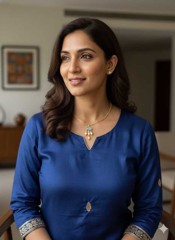 Necklace Blue - White Pearl