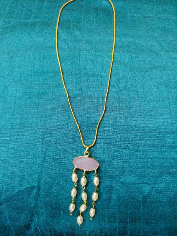 Necklace Pink - White Pearl