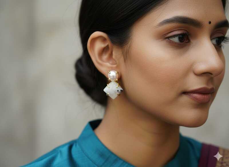 Earring White Pearl White Stud