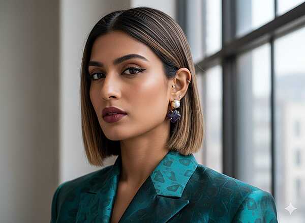 Earring White Pearl Brown Stud