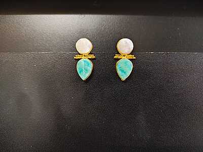 Earring Green and White