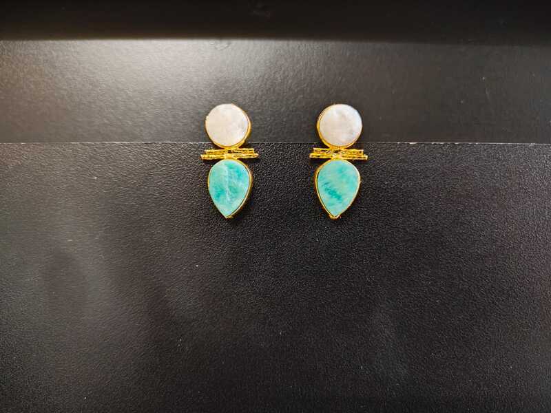 Earring Green and White