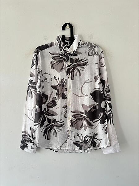 Grey Bloom printed shirt