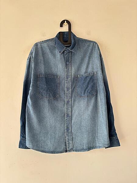 Indigo split denim shirt
