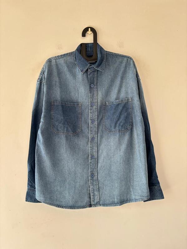 Indigo split denim shirt
