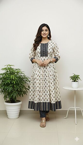 Umbrella Kurti Black and White