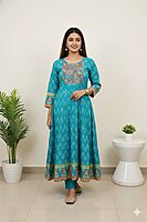 Cotton Umbrella Kurti Sky Blue