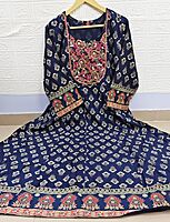 Cotton Umbrella Kurti Navy Blue