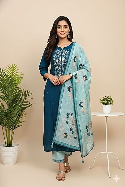 3 Pcs Set Peacock Blue