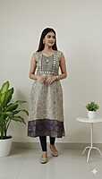 Tissue Silk Kurti Half White