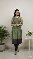 Tissue Silk Kurti Green