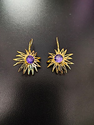 Earring Purple Stone