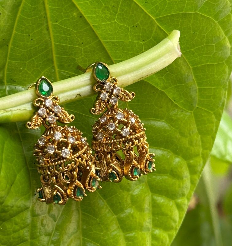Emerald Jhumka  Light weight gold finish premium earrings