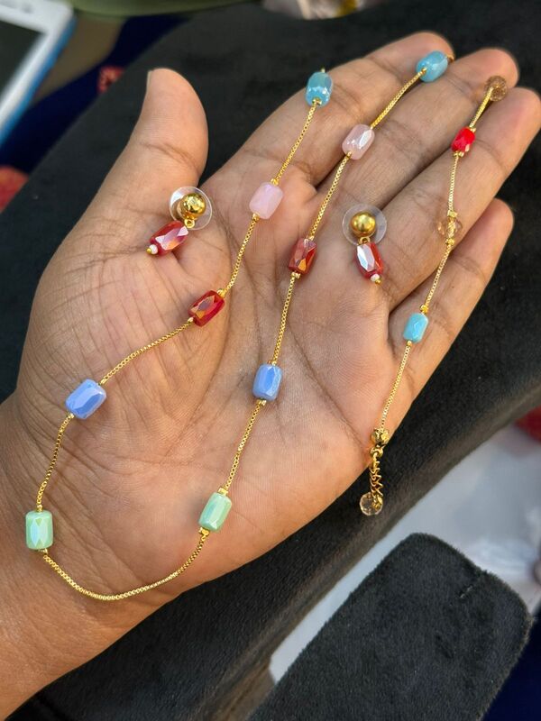 Trendy Multi colour Pearl Chain