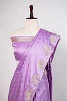 Lavender Mashru Silk Saree with Zari Lotus Motifs