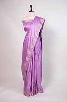 Lavender Mashru Silk Saree with Zari Lotus Motifs