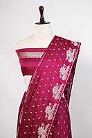 Pink Banarasi Mashru Silk saree Zari Buttas