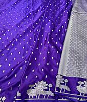 Royal Purple Mashru Silk with Silver Zari