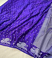 Royal Purple Mashru Silk with Silver Zari