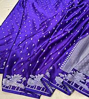 Royal Purple Mashru Silk with Silver Zari
