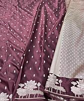 Regal Wine Mashru Silk Saree with Silver Zari