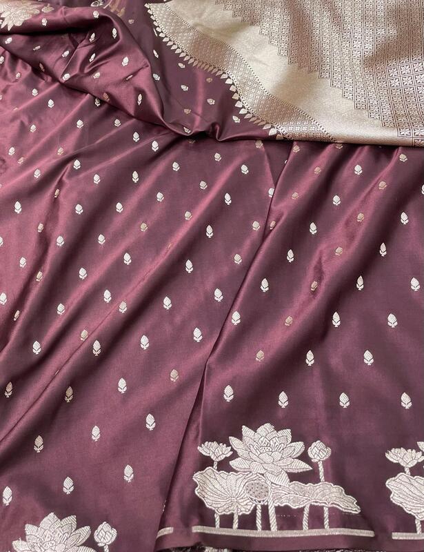 Regal Wine Mashru Silk Saree with Silver Zari