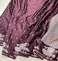 Regal Wine Mashru Silk Saree with Silver Zari
