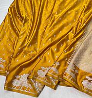 Traditional Mashru Silk Saree in Mustard Yellow