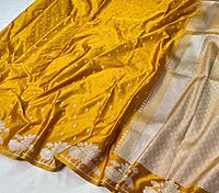 Traditional Mashru Silk Saree in Mustard Yellow