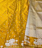 Traditional Mashru Silk Saree in Mustard Yellow