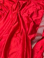 Red Mashru Silk Saree with Lotus Border and Zari Pallu