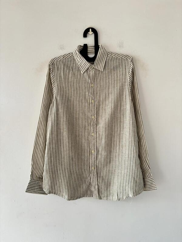 Rustic olive oldmoney stripes shirt