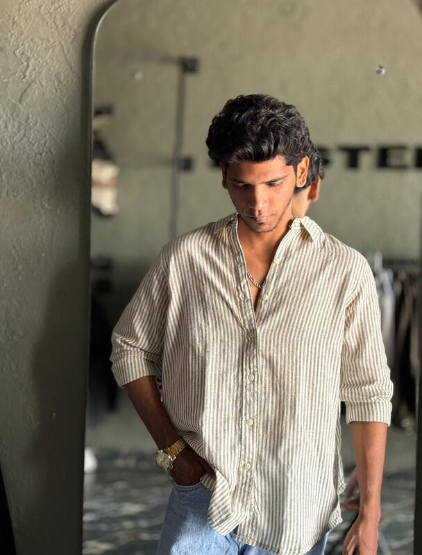 Rustic olive oldmoney stripes shirt