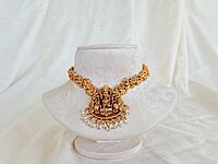 Temple design necklace with earing