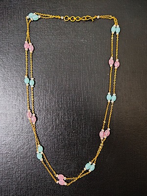 Necklace Blue and Pink Beads
