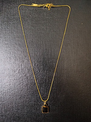 Necklace Stainless Steel Black Square